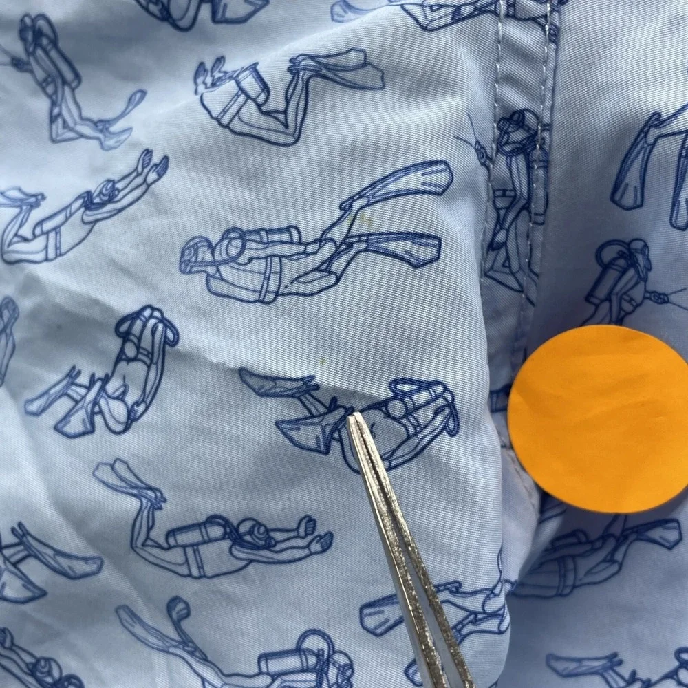 Happy Hour Swim Shorts Men Large Blue Scuba Diver Board Trunks Beach Preppy Surf